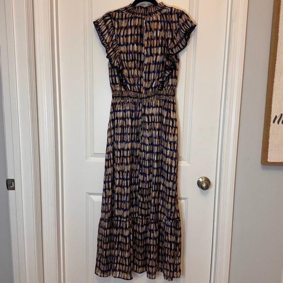 Lost + Wander Brown and Cream Sheath Maxi Dress Cap Sleeve - Picture 4 of 5